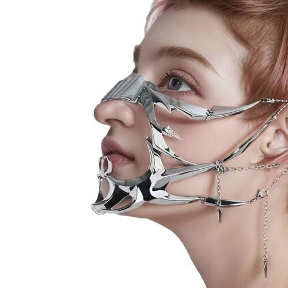 8761 Masquerade Mask,Steel Half Mask Costume Half Face Halloween Party Prom